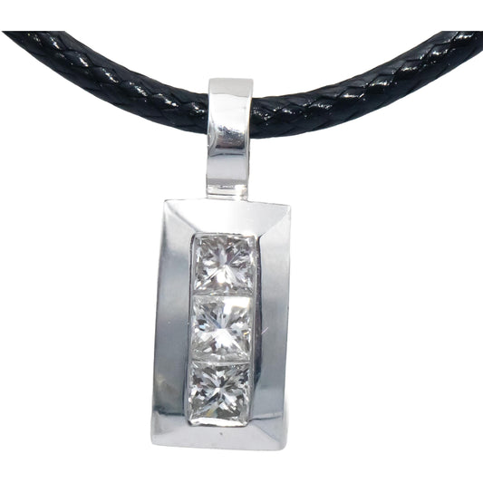 14k White Gold 0.33CT Princess Cut Diamond Pendant Necklace