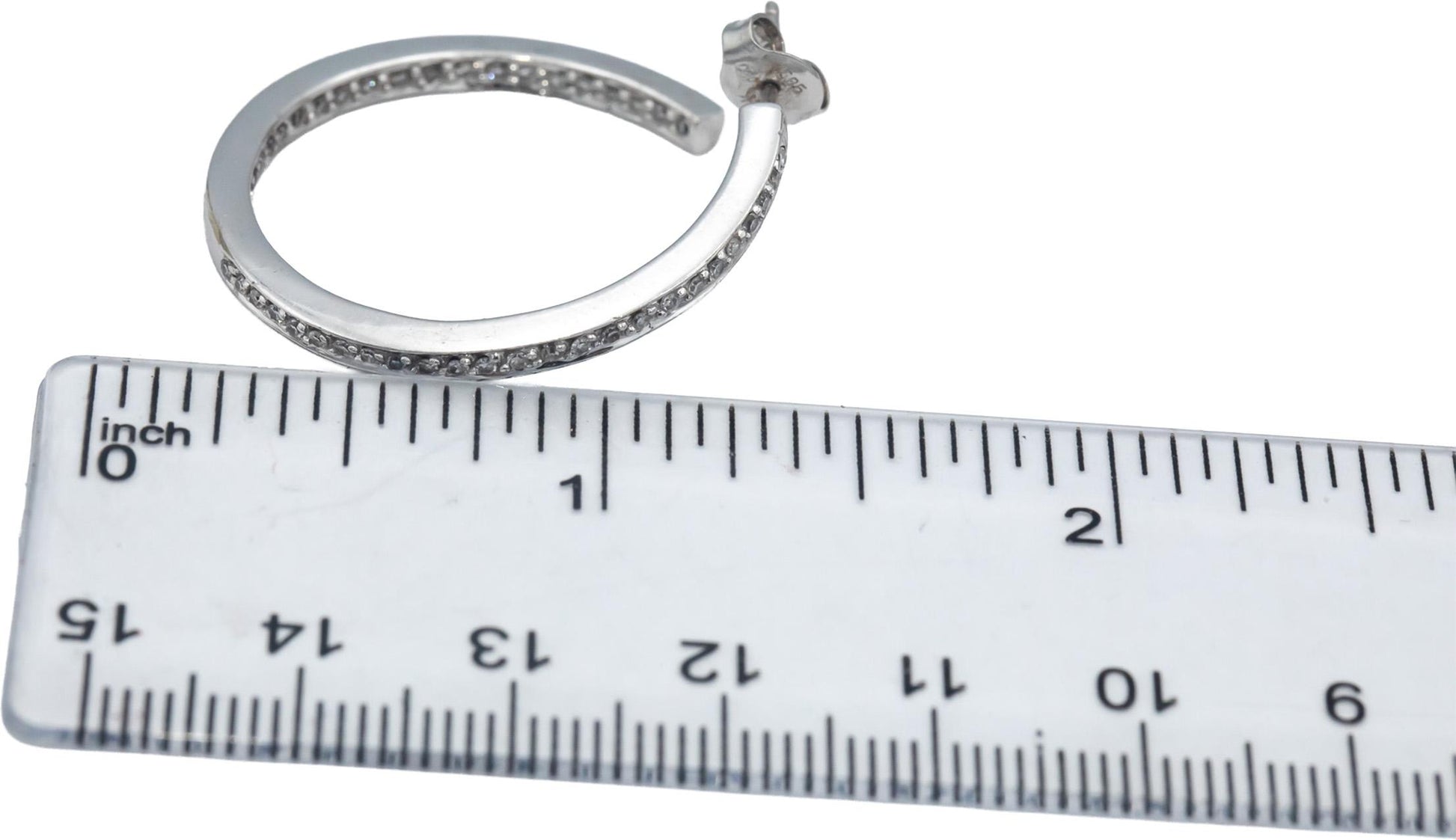 14k White Gold Round Diamond Hoop Circle Stud Earrings 1.0CTW