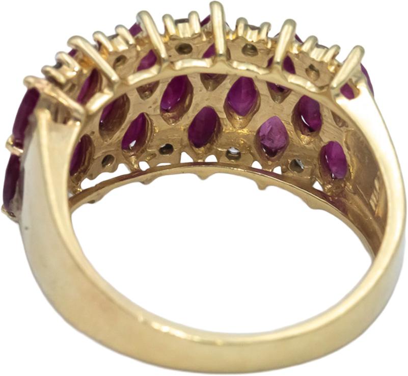 Diamond and Ruby 14k Yellow Gold Wide Band Ring 1.70CT Size 7