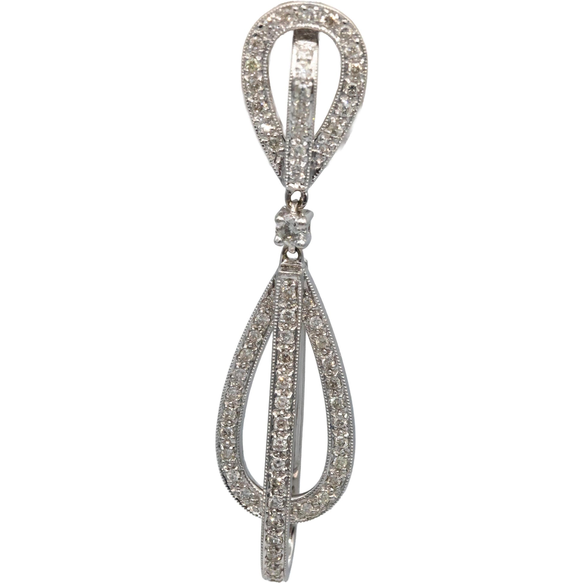 Diamond Round Cut 14k White Gold Jewelry Drop Dangle Earrings 1.0CT
