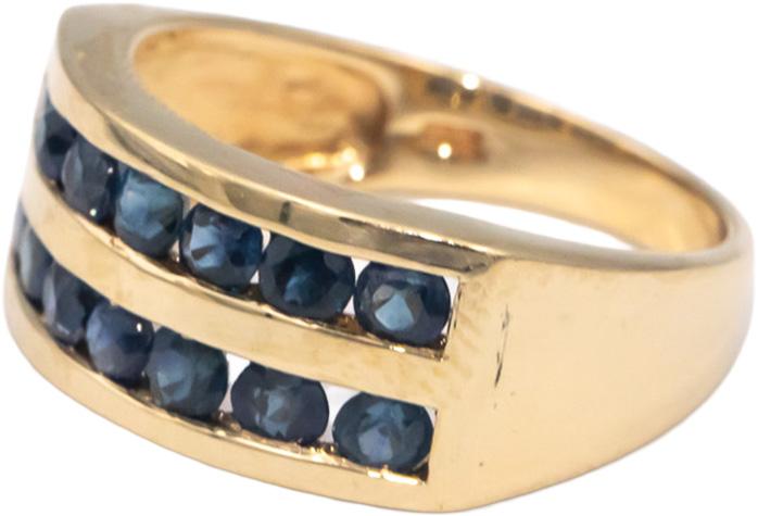 Blue Sapphire 10k Yellow Gold Channel Set Band Ring 0.75CT Size 6