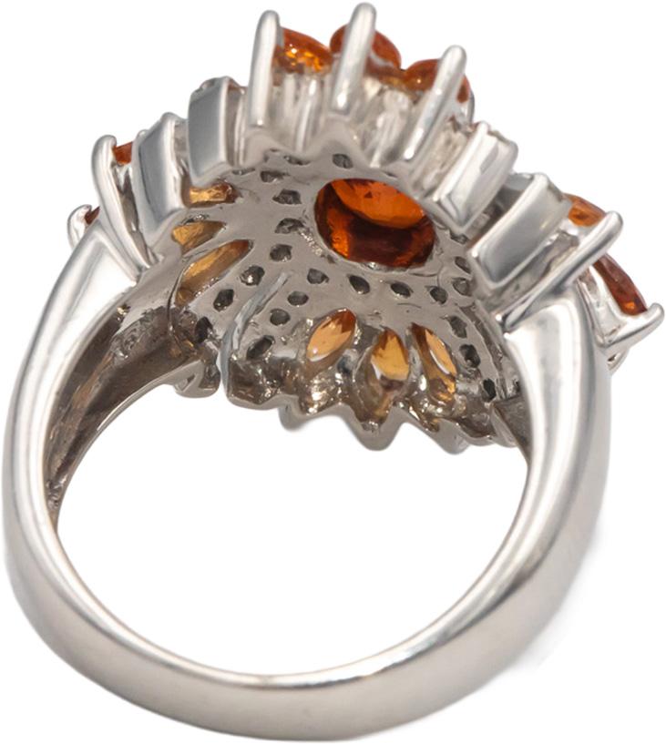 Diamond & Citrine 14k White Gold Cluster Cocktail Ring 2.25CT Size 6.75