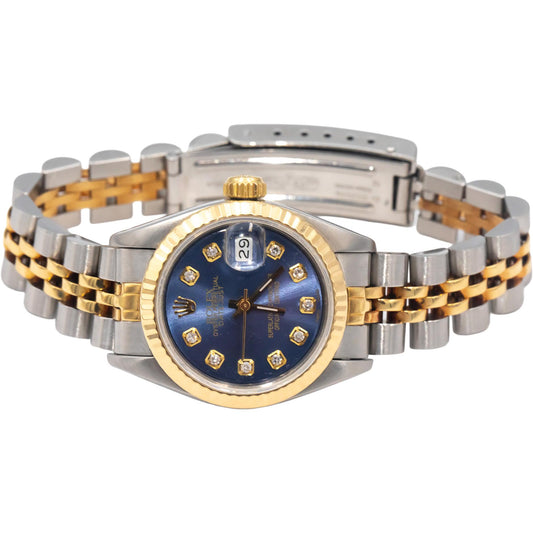 ROLEX Stainless Steel & 18k Gold 69163 Lady-Datejust Custom Diamond Dial Watch