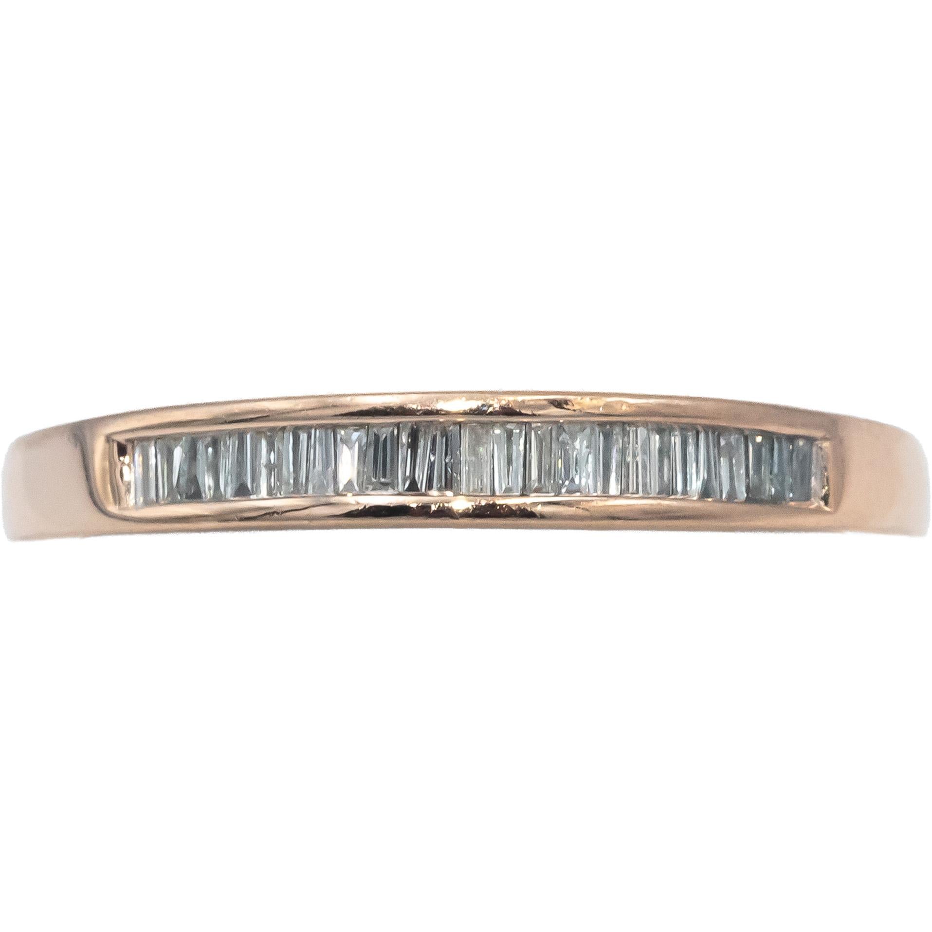14k Rose Gold VS Baguette Diamond Channel Set Anniversary Ring .25 CT Size 8