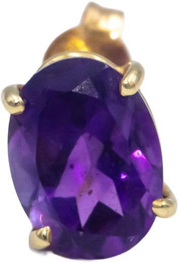 Amethyst Oval Cut 14k Yellow Gold Stud Earrings 2.0CT