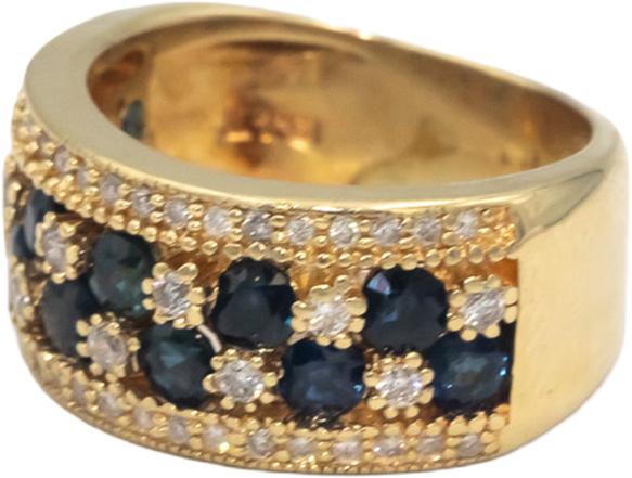 EFFY Diamond and Sapphire 14k Yellow Gold Wide Band Ring 1.05CT Size 5.5