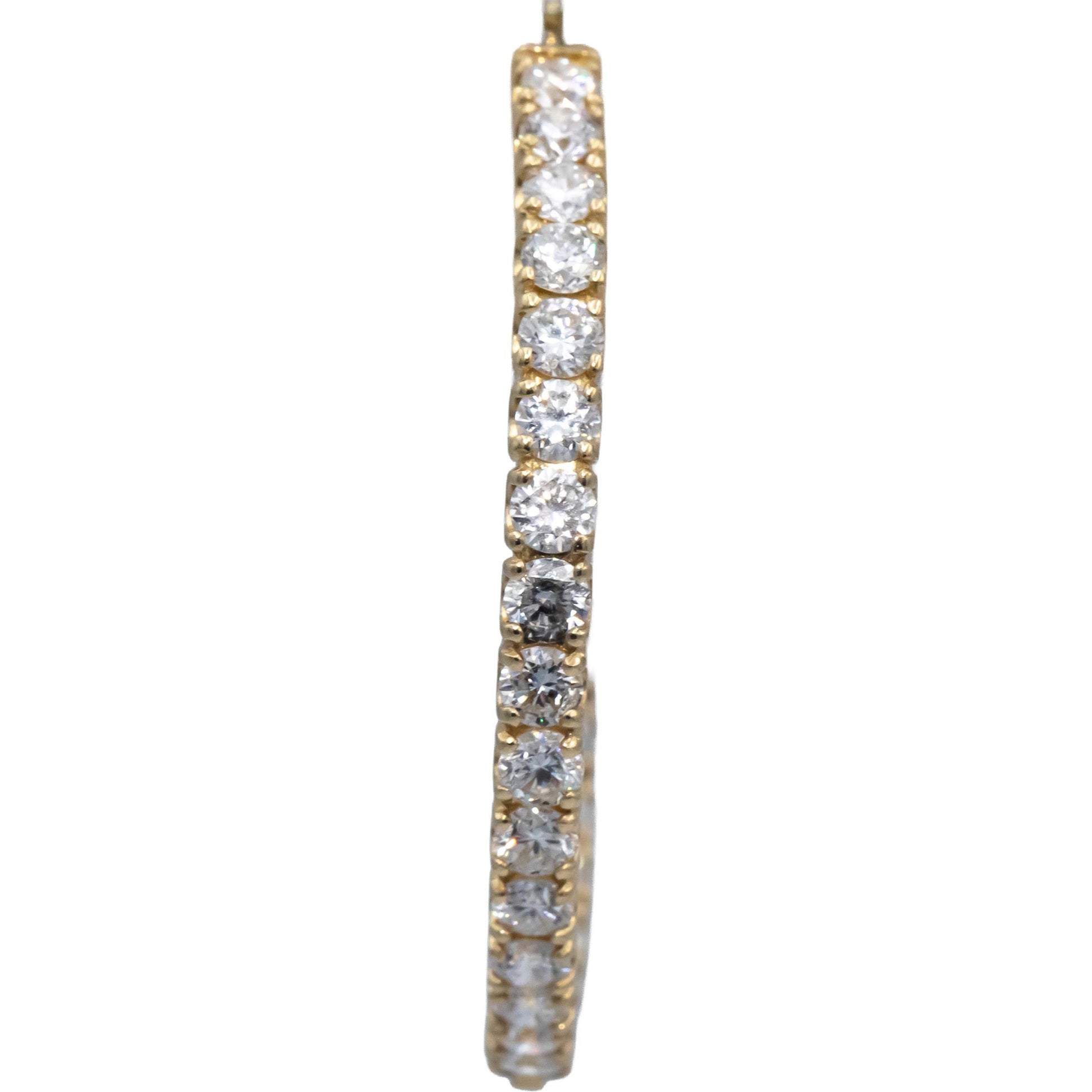 14k Yellow Gold Round Lab Grown Diamond Inside Out Hoop Earrings 5.0CT