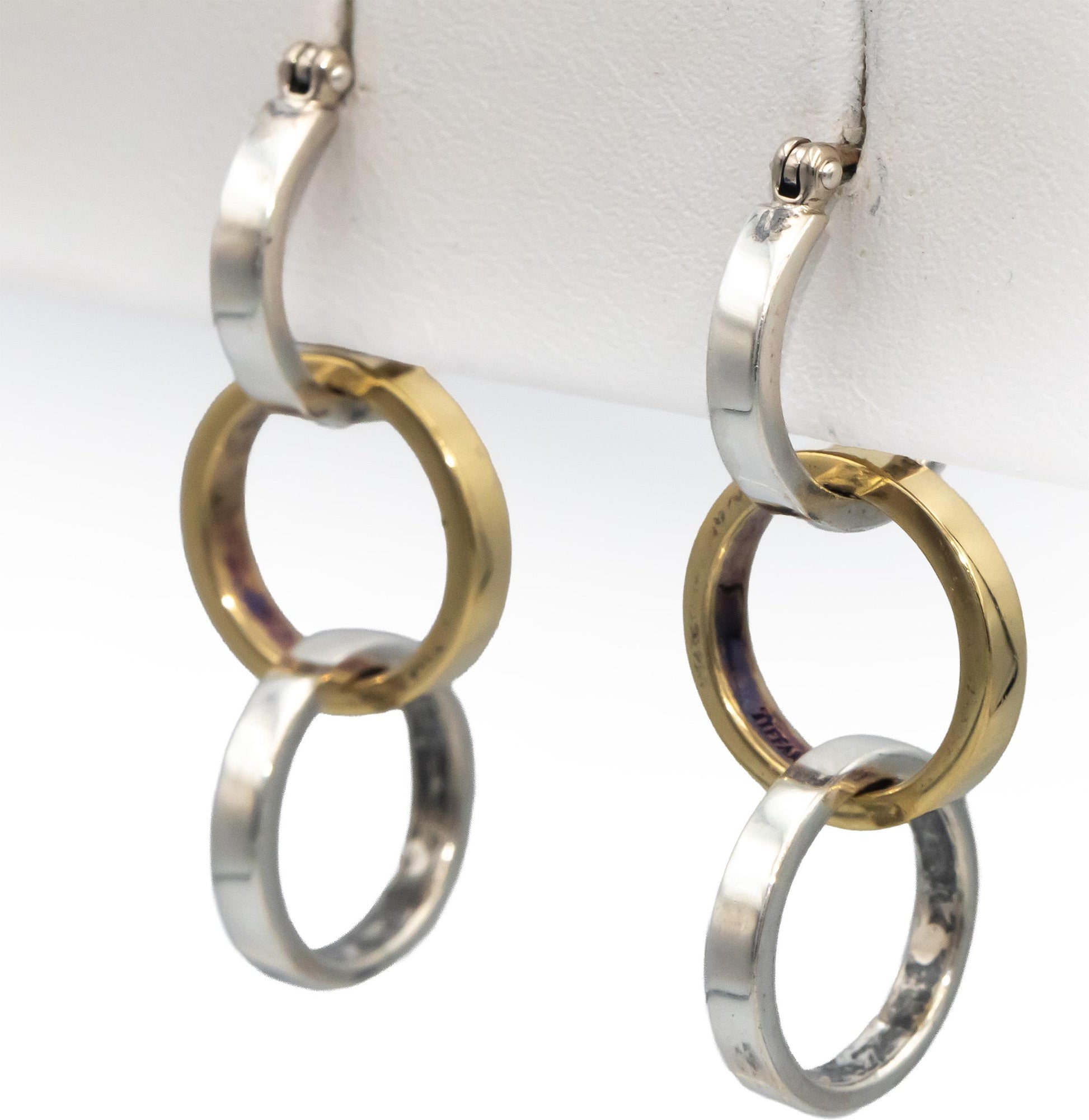 TIFFANY & CO. 18k Gold Sterling Silver Paloma Picasso Circle Hoop Drop Earrings