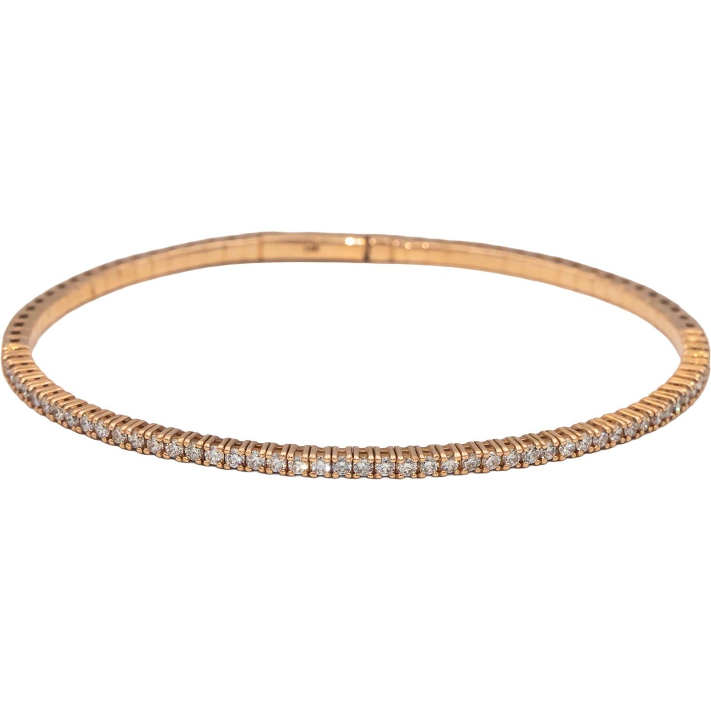 14k Rose Gold VS Round Diamond Semi-Flexible 1/2 Around Bangle Bracelet 1.0CT