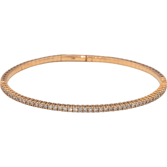 14k Rose Gold VS Round Diamond Semi-Flexible 1/2 Around Bangle Bracelet 1.0CT