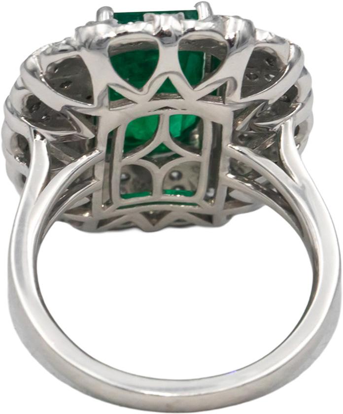 OSCAR FRIEDMAN GIA Certified Emerald and VS Diamond Cocktail Ring 5.10CT Size 7