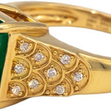 GIA Certified 18k Yellow Gold Emerald and Diamond Cocktail Ring 5.10CT Size 7.25