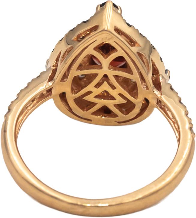 LE VIAN 14k Rose Gold Pear Shaped Garnet Ring w/ 0.75CT Diamonds Size 5.5
