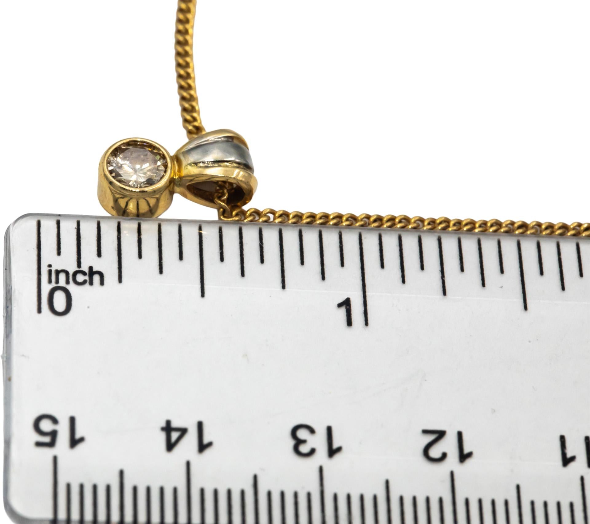 14k Yellow Gold 0.45CT Light Brown Round Cut Diamond Solitaire Pendant Necklace
