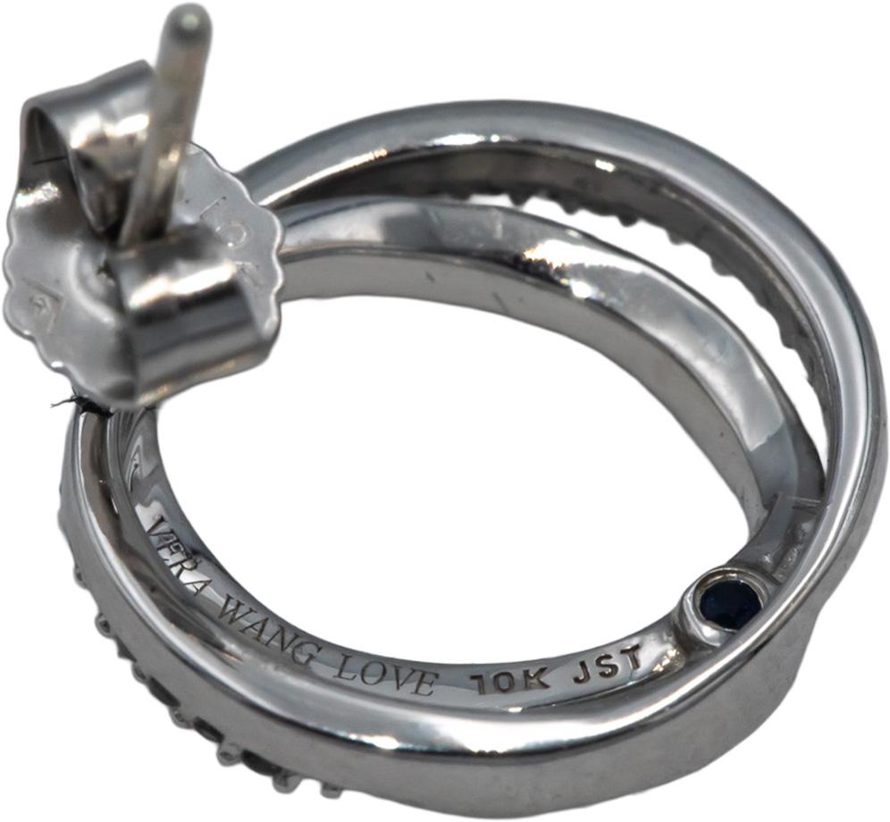 VERA WANG LOVE Round Diamond 10k White Gold Double Circle Stud Earrings 0.34CT