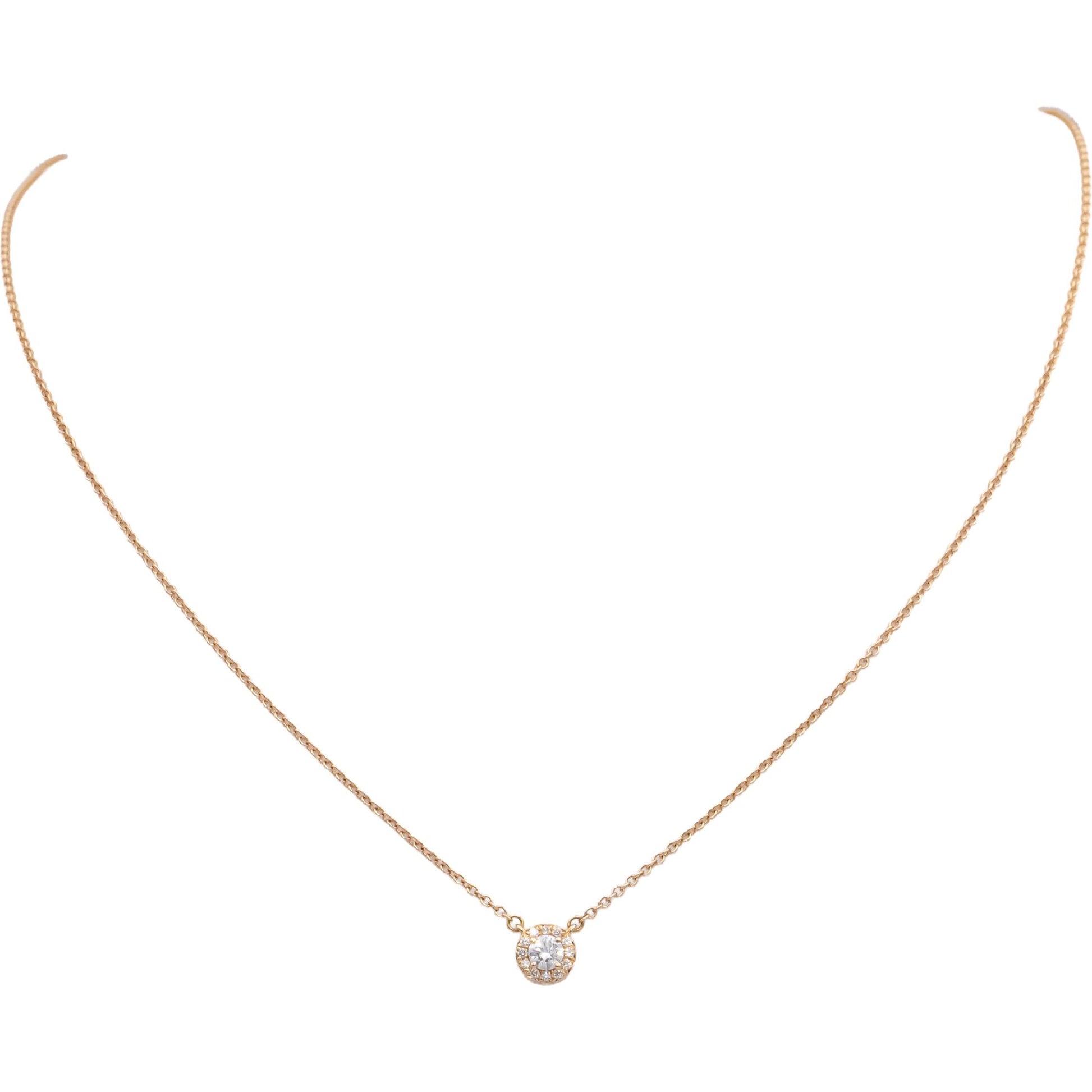 TIFFANY & CO. 18k Gold Soleste Diamond Pendant Necklace .24CT $3250 Retail