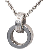 BVLGARI VS Round Diamond 18k White Gold Pendant Necklace .15CT w/ Box