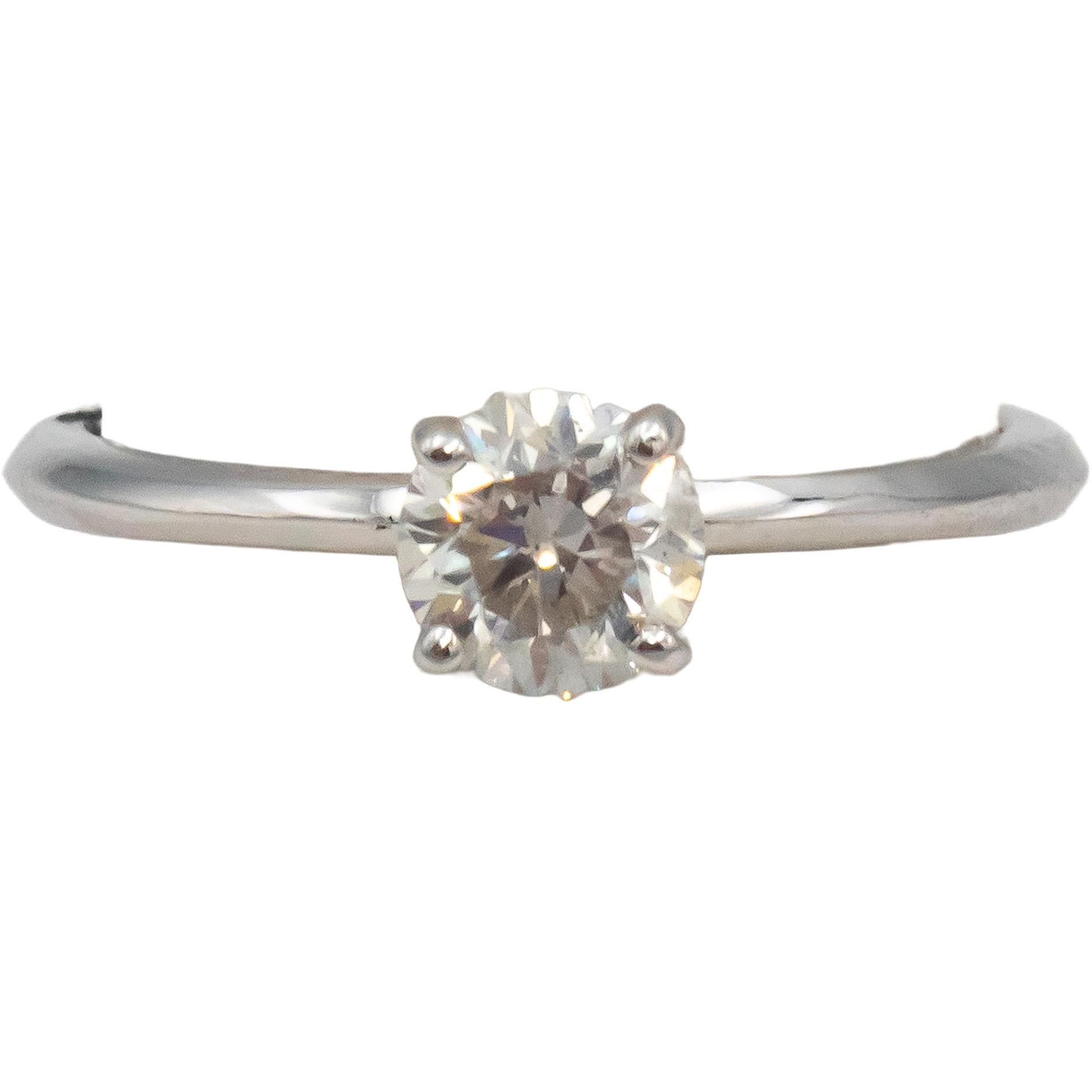 14k White Gold Round Diamond Solitaire Engagement Ring 0.74CT Size 6.5