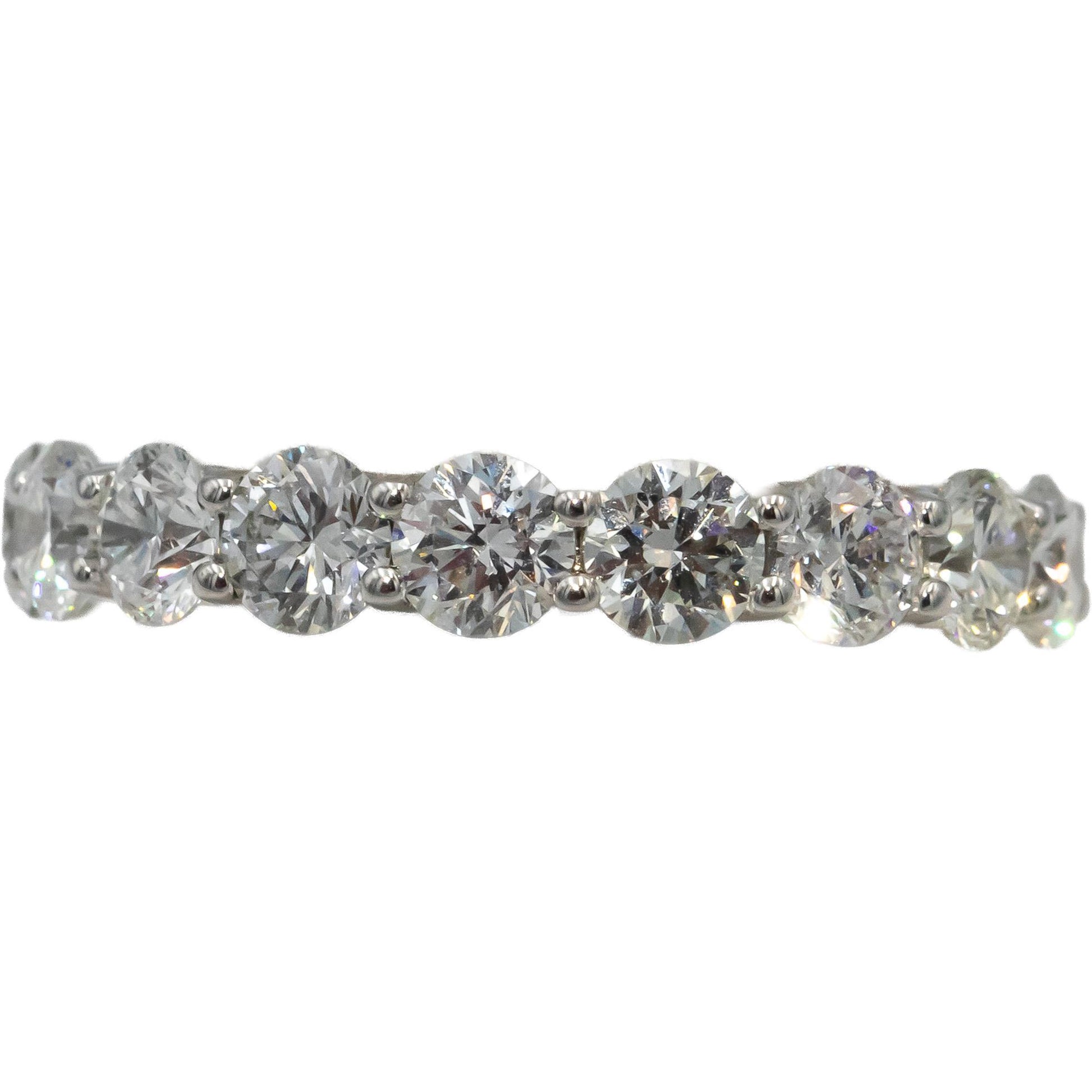 18k White Gold VS Round Diamond Shared Prong Eternity Band Ring 4.05CT Size 7.25