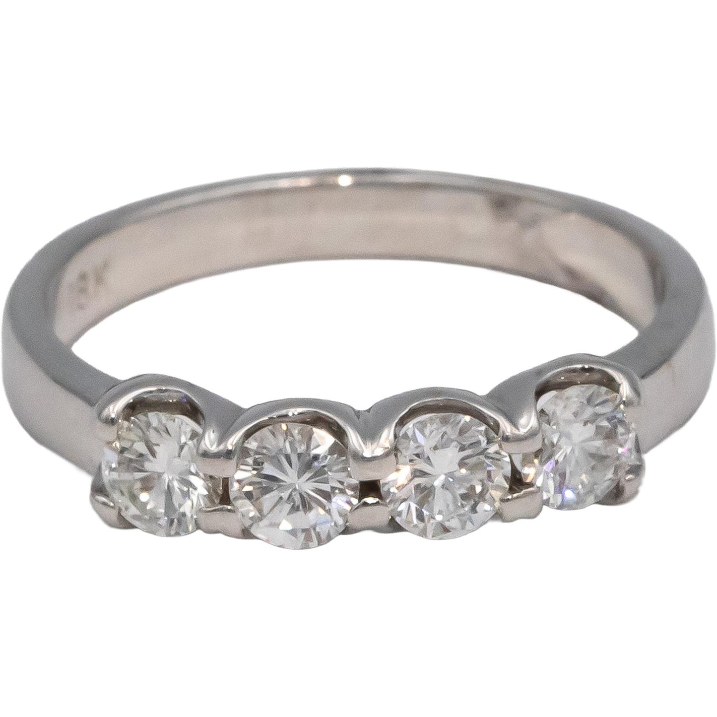 18k White Gold VS Round Diamond Four Stone Band Ring 0.64CT Size 6