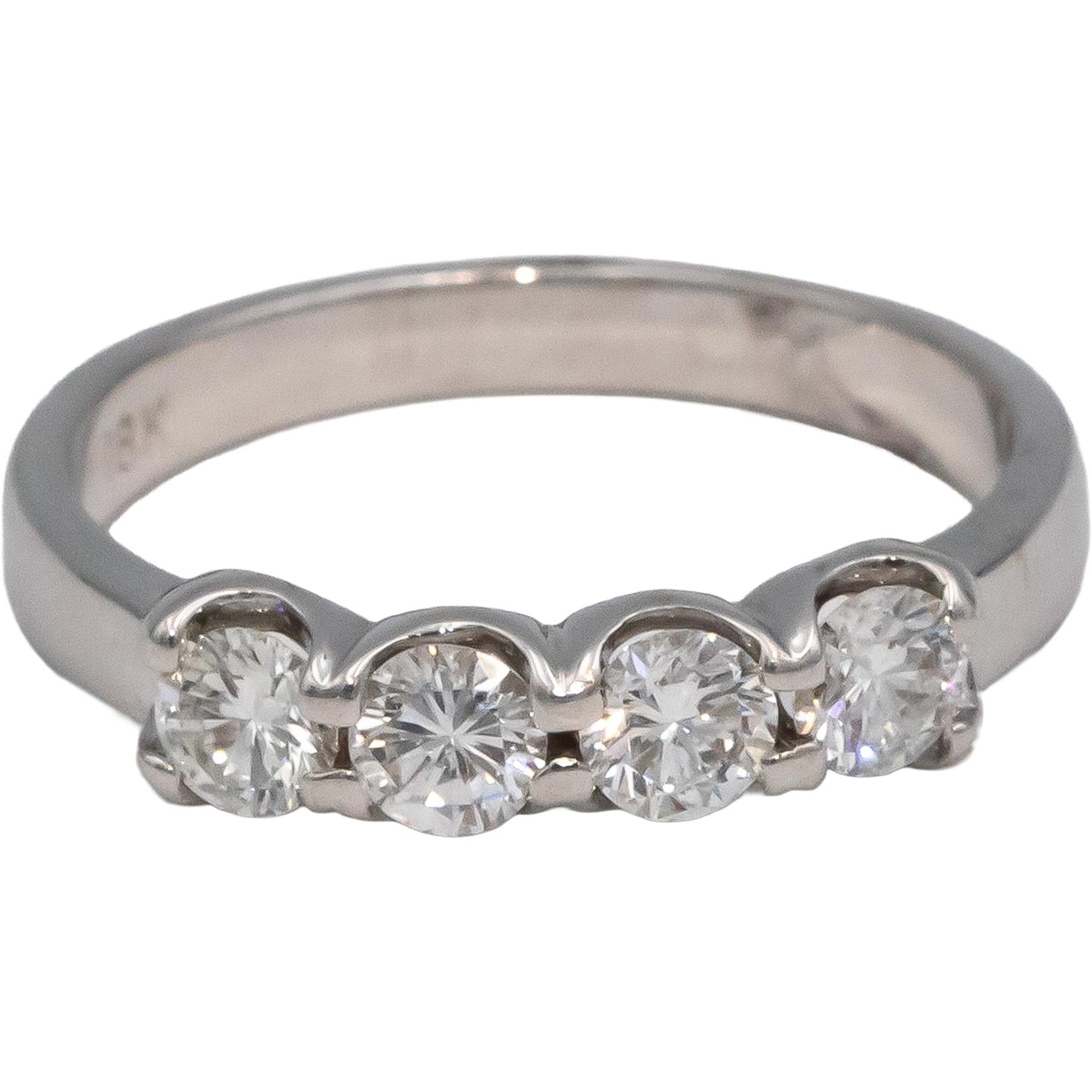 18k White Gold VS Round Diamond Four Stone Band Ring 0.64CT Size 6