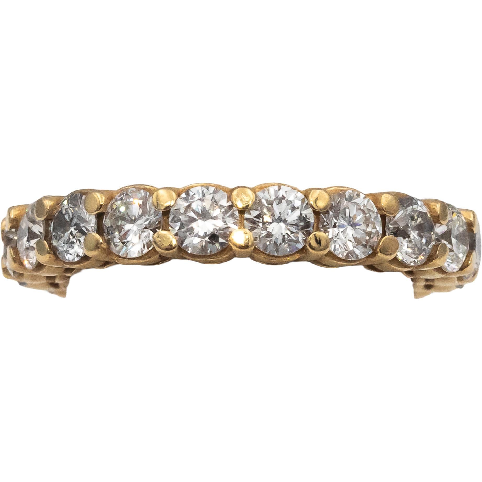 14k Yellow Gold Round Diamond Eternity Band Ring 2.60CT Size 5.25
