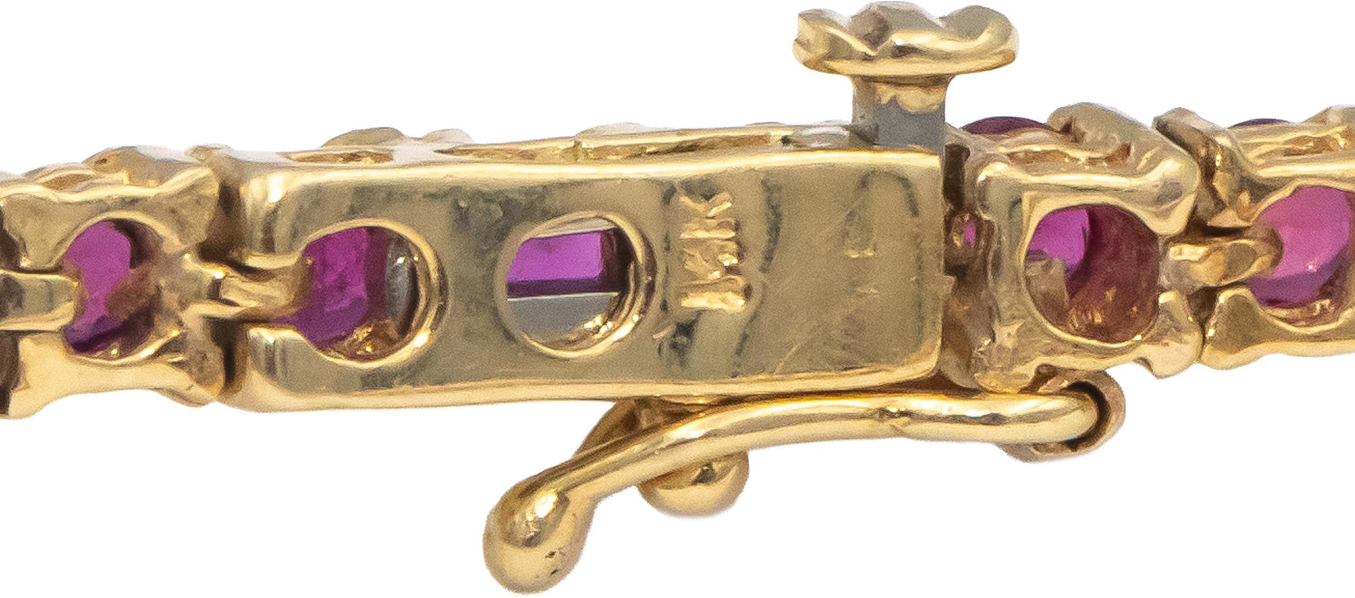 14k Yellow Gold VS Round Diamond & Ruby Tennis Bracelet 4.0CT