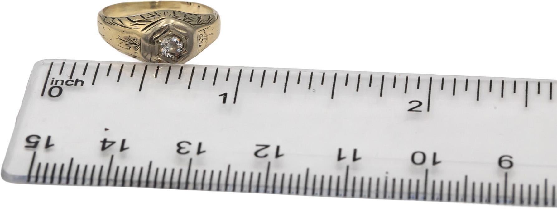 Antique Vintage 10k White Gold Diamond Solitaire Filigree Ring 0.20CT Size 3.75