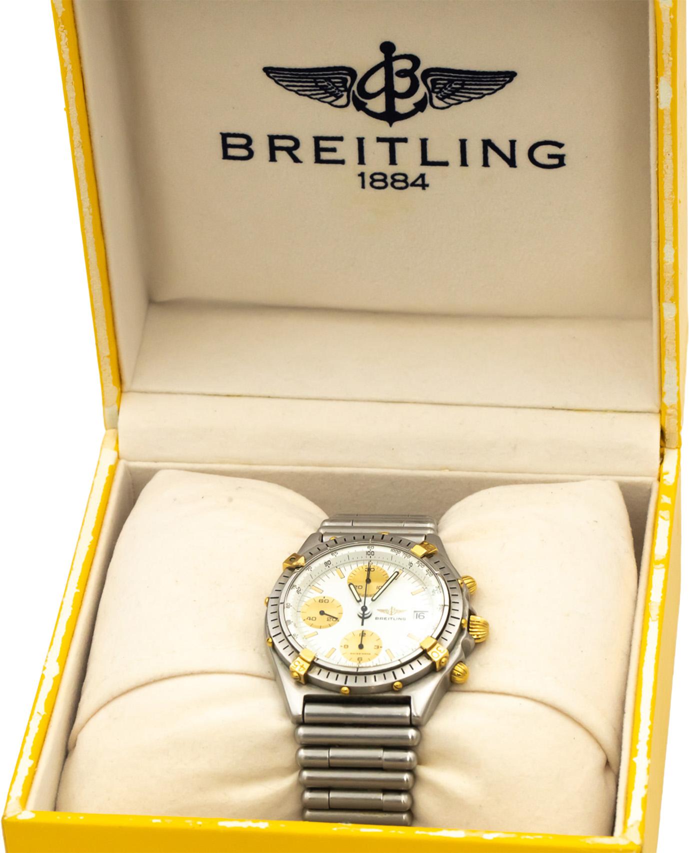 BREITLING 18k Gold Stainless Steel Chronomat 81950 Automatic Men's Watch w/ Box