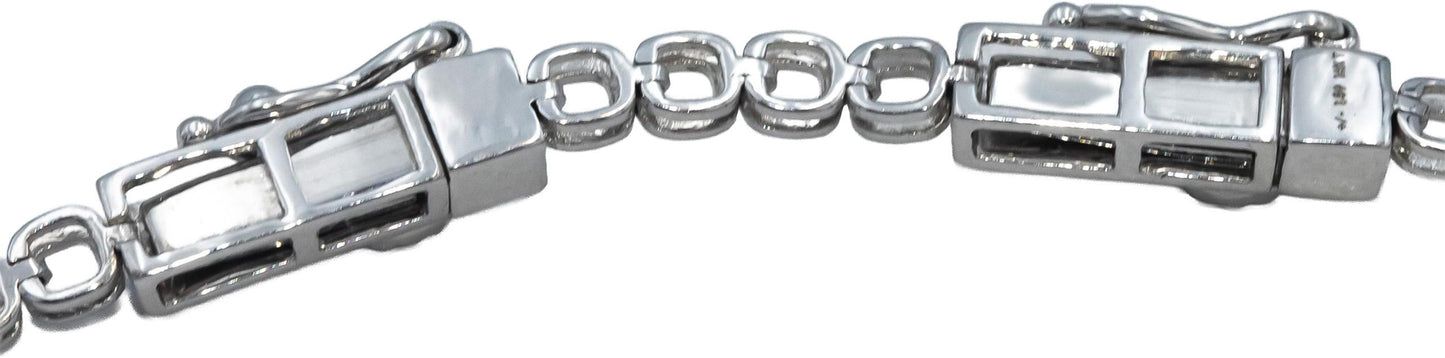 14k White Gold Round & Baguette Cut Diamond Necklace w/ Extender Link 1.50CT