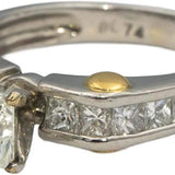 Platinum & 18k Gold Princess Cut Diamond Engagement Ring 1.14CT w/ 0.74CT Center