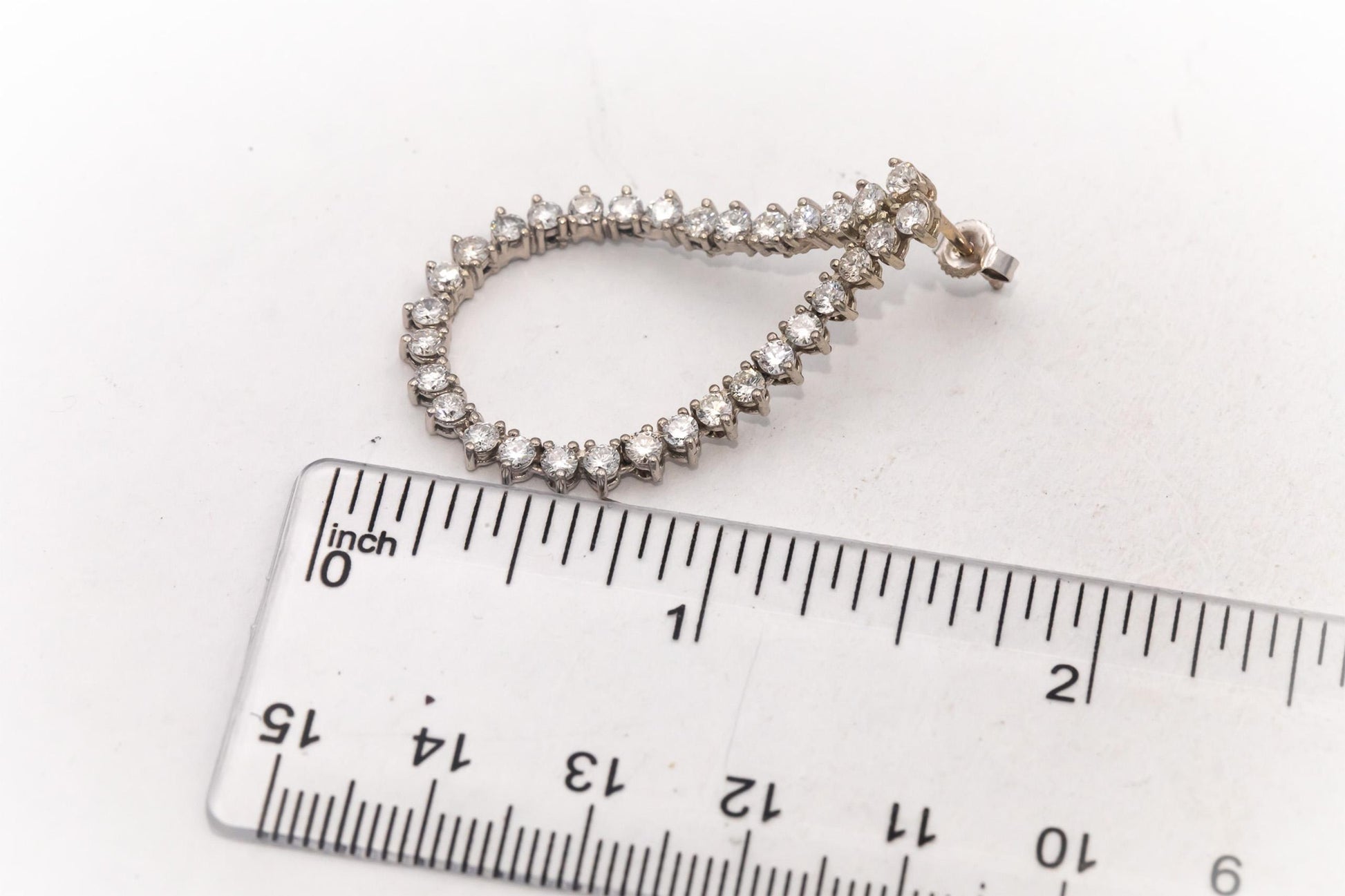 14k White Gold Round Diamond Dangle Tear Drop Earrings 1.83CT