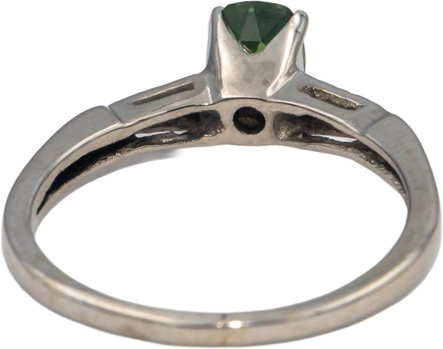 14k White Gold Cushion Green Sapphire & VS Round Diamond Cocktail Ring 0.94CT