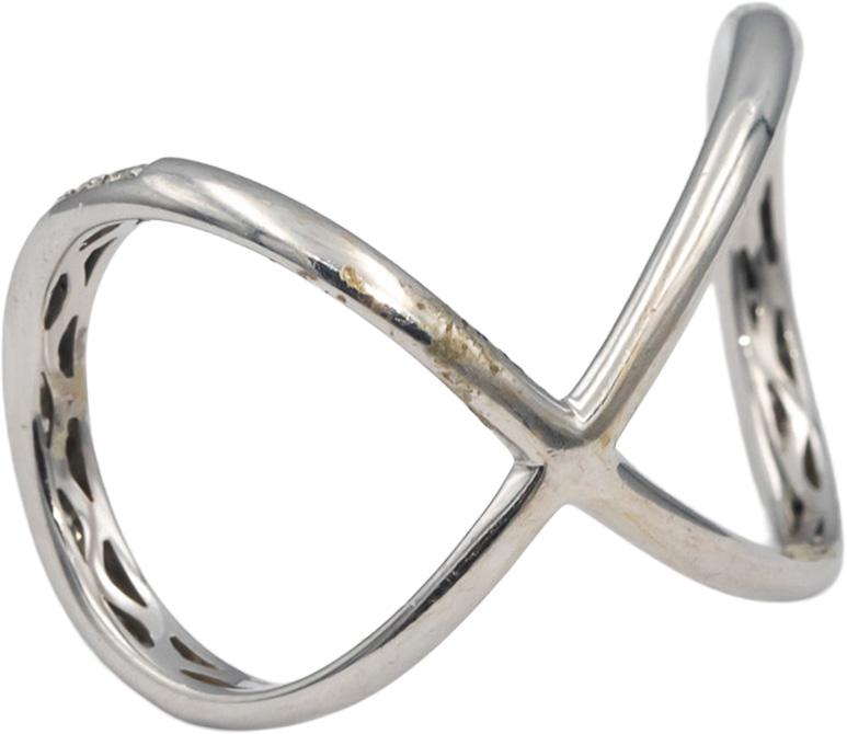 18k White Gold Round Diamond Criss Cross Infinity Ring 0.65CT Size 6.5