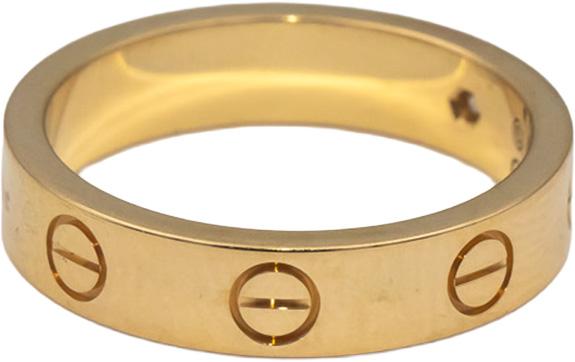 CARTIER 18k Gold Love Collection Round Diamond 4mm Band Ring .02CT Size 49 $2640