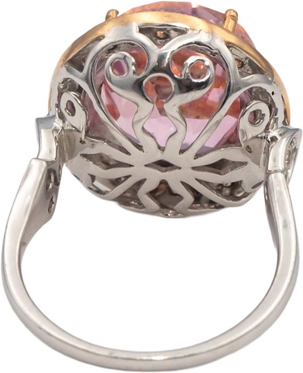 14k Rose White Gold Oval Cut Topaz Round Diamond Cocktail Ring 10.70CT Size 7.25