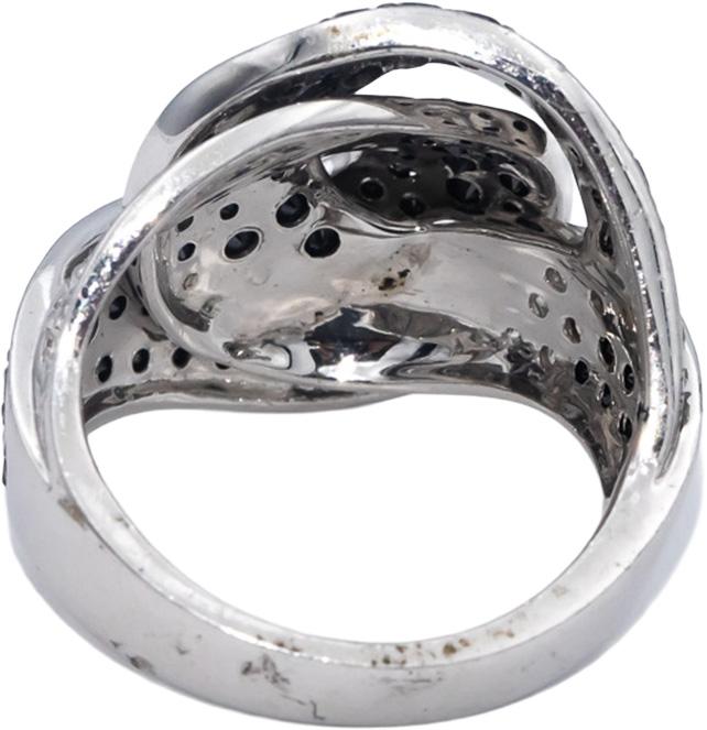 14k White Gold White & Black Diamond Cluster Swirl Statement Ring 2.50CT Size 7