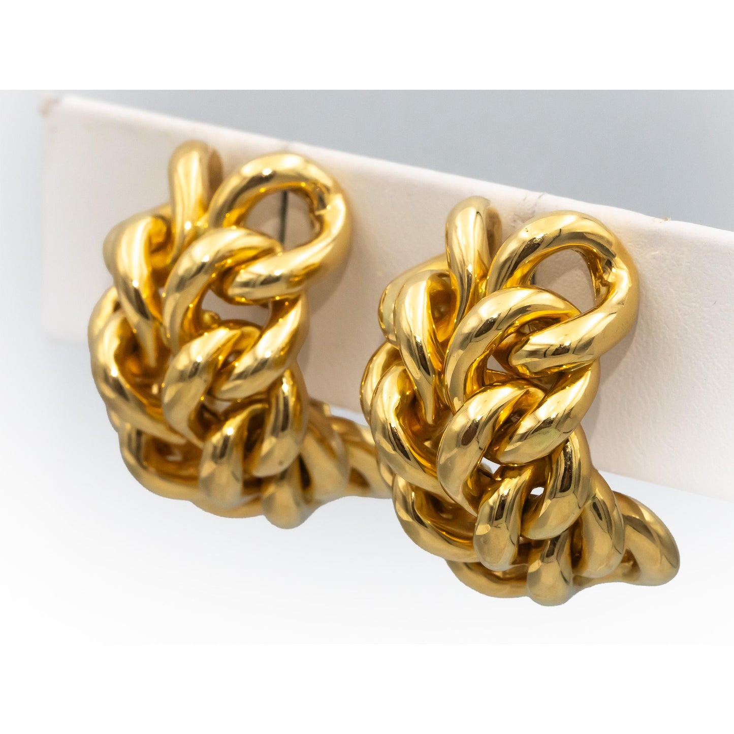 TIFFANY & CO. 18k Yellow Gold Chain Link Clip-On Earrings