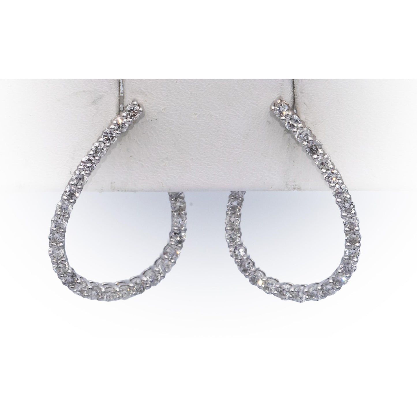 14k White Gold Round Diamond Spiral Hoop Earrings 2.50CT