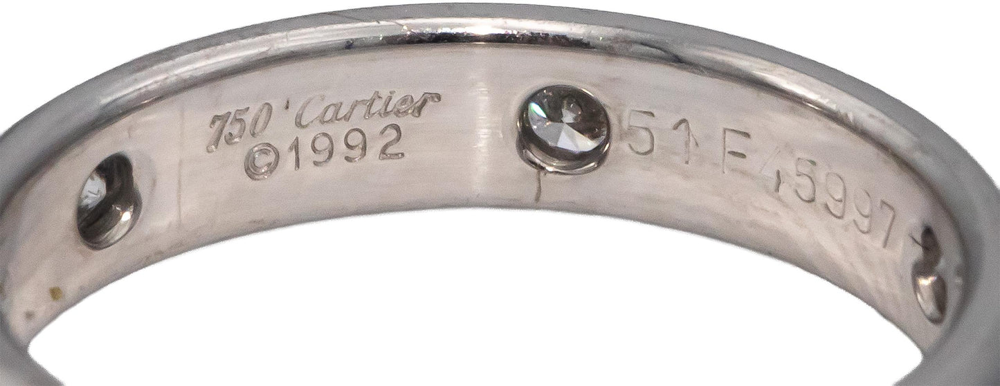 CARTIER 18k White Gold Round Diamond Stella Band Ring 0.25CT Size 5.75 Euro 51