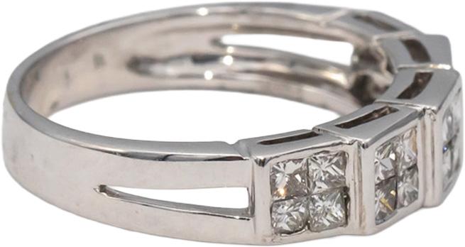 18k White Gold VS Princess Cut Diamond Band Ring 0.70CT Size 6.5