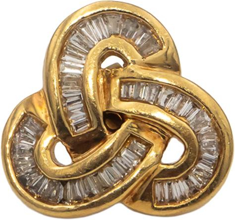 14k Yellow Gold VS Baguette Cut Love Knot Stud Earrings 0.50CTW