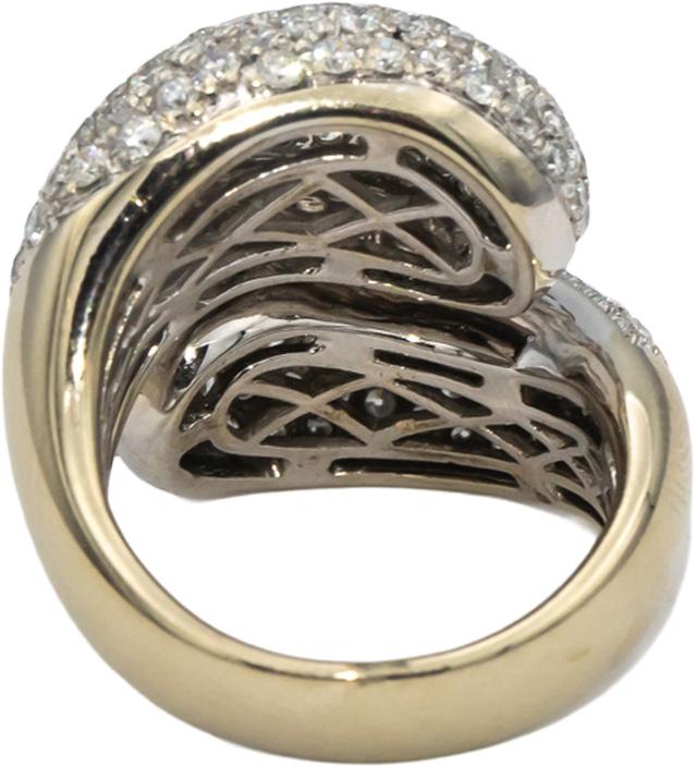 18k White Gold VS Round Diamond Cluster By Pass Ring 3.93CTW Size 7