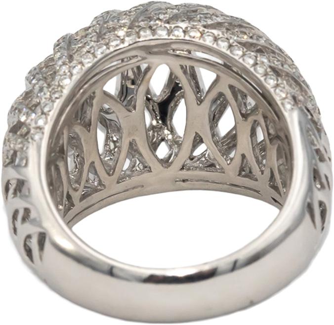 18k White Gold Round Diamond Interwoven Open Dome Ring 1.05CT Size 6.75