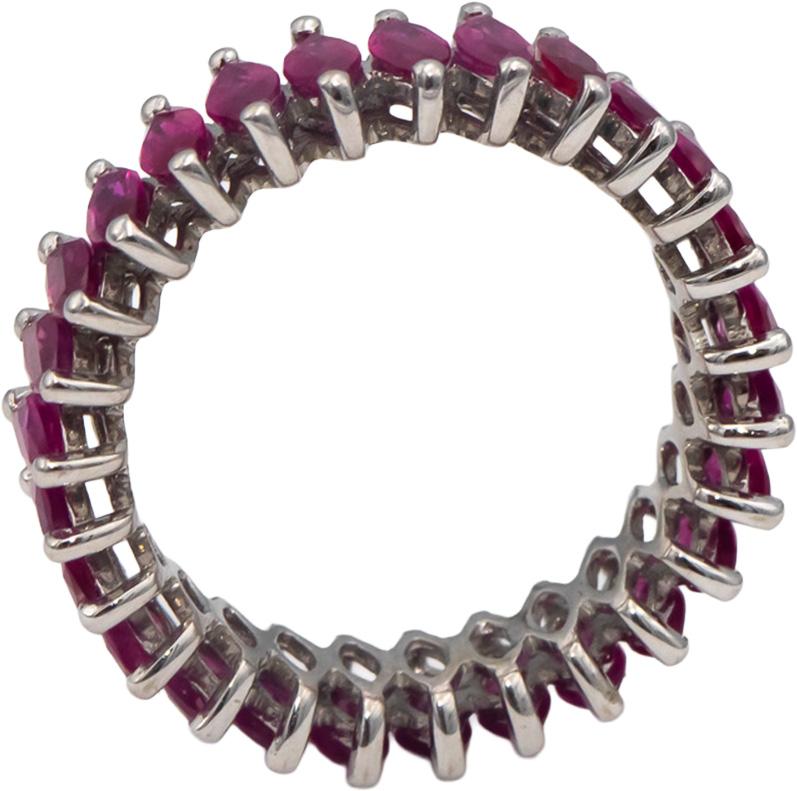 18k White Gold Marquise Cut Ruby Eternity Band Ring Size 7.5