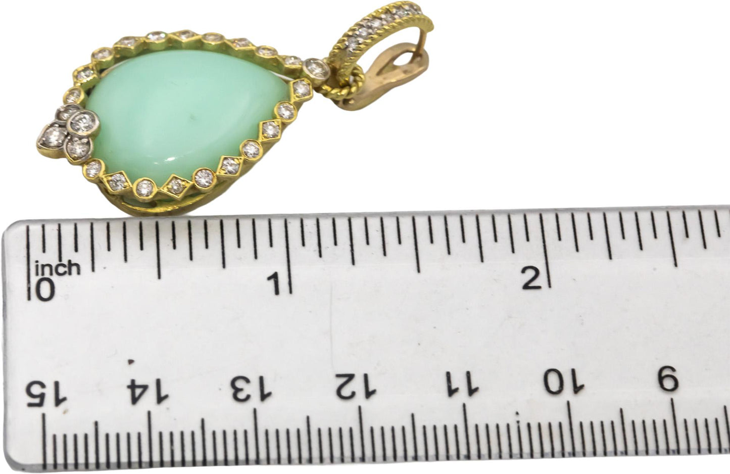 STAMBOLIAN 18k Yellow Gold Mint Chrysoprase & VS Diamond Earrings 29.18CTW