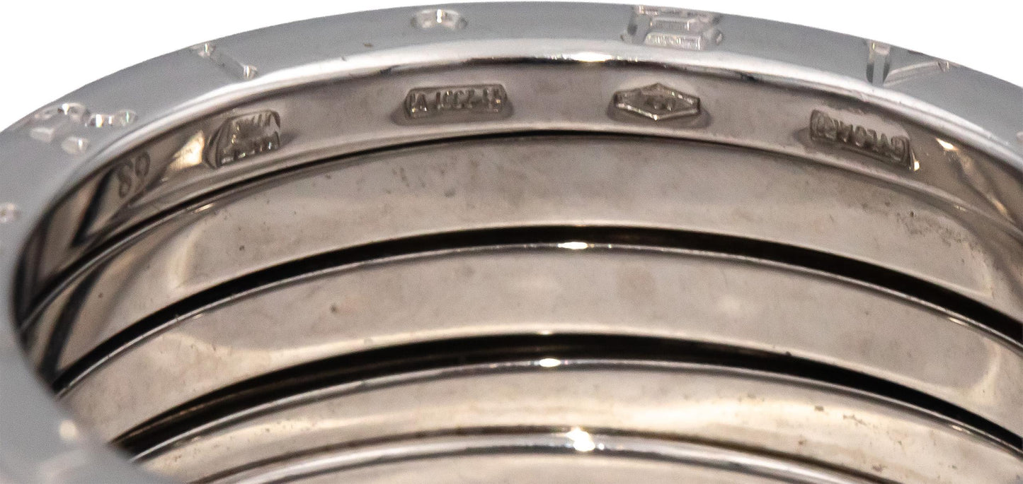 Bvlgari Designer 18k White Gold B.zero1 Five-Band Ring Size 12.5 Euro 68
