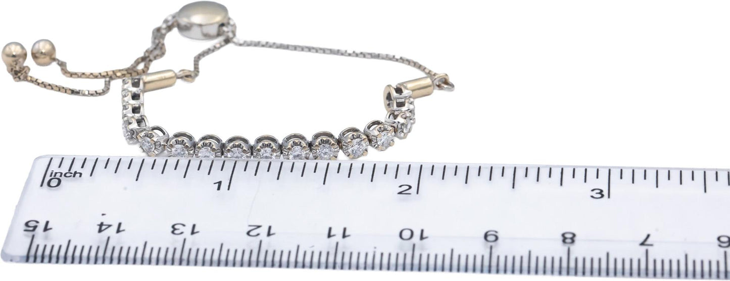 18k White Gold Round Diamond Bolo Bracelet 0.75CT