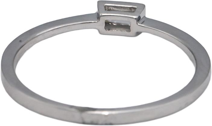 18k White Gold VS Emerald Cut Diamond Solitaire Band Ring 0.08CT Size 7