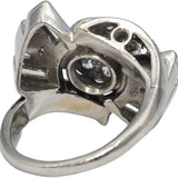 Vintage Antique Platinum VS Round and Emerald Cut Diamond Ring 1.0CT Size 4.5